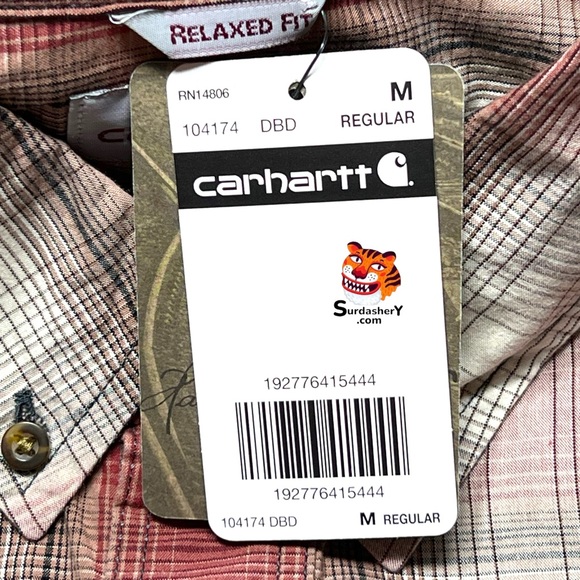 Carhartt Relaxed Fit Mid weight Short Sleeve Plaid Shirt Mens Size Medium - Picture 6 of 13